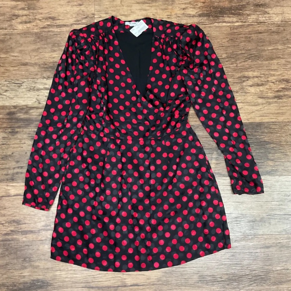 Re/Done Black Dress with Red Polka Dots